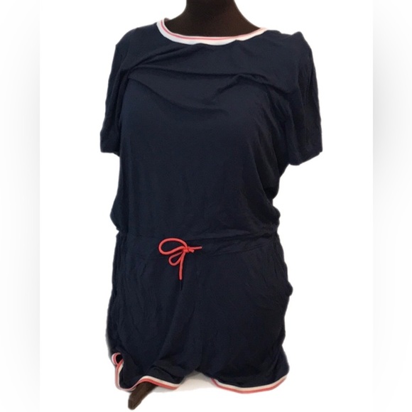 Kari Traa 90’s Vibe Pickle Ball Short Sleeve Outfit Sz L Romper Pockets NWOT - Picture 1 of 15